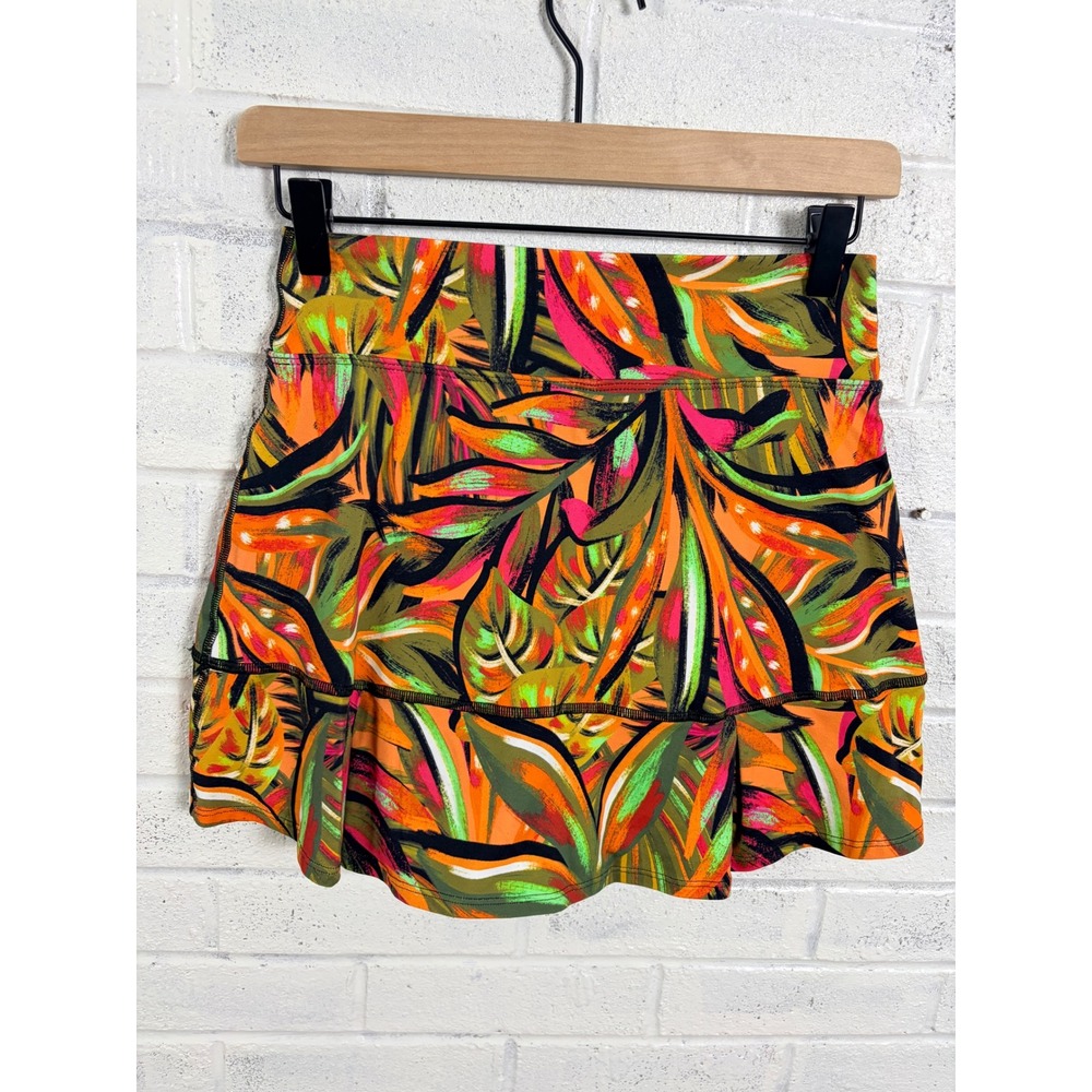 Dona Jo JoJo Skort Womens Size 1 S Orange Tropical Palm Tennis Golf Skirt - Picture 2 of 10